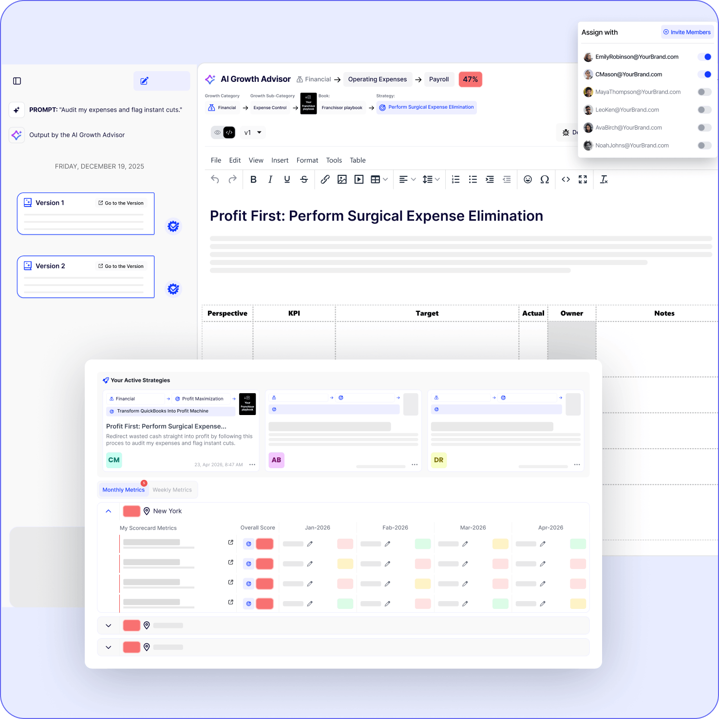Assign — AI-prescribed fix · named owner · tracked to close.